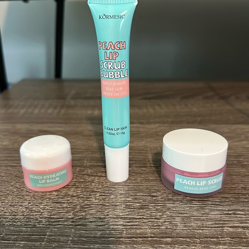 Lip scrub &  jar of lip softener & lip balm